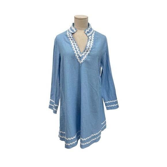 Sail to Sable Dresses & Skirts - NWT Sail To Sable Mini Dress Tunic Ric Rac Linen Blend Cascade Blue Size Small